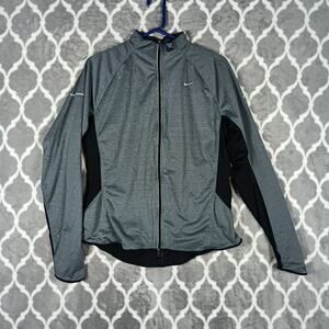 Nike Dri Fit Jacket Men XL Gray Black Full Zip Reflective Athletic Running Gym